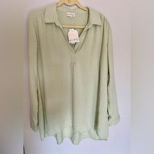 New! Wonderly Light Sage Green Swing Peasant Top Size XL